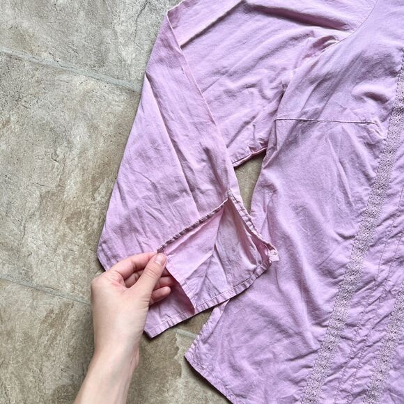 Vtg Y2K Faded Glory Peasant Top Pink Floral Embroidered Fairy Boho Cottagecore - Picture 5 of 9